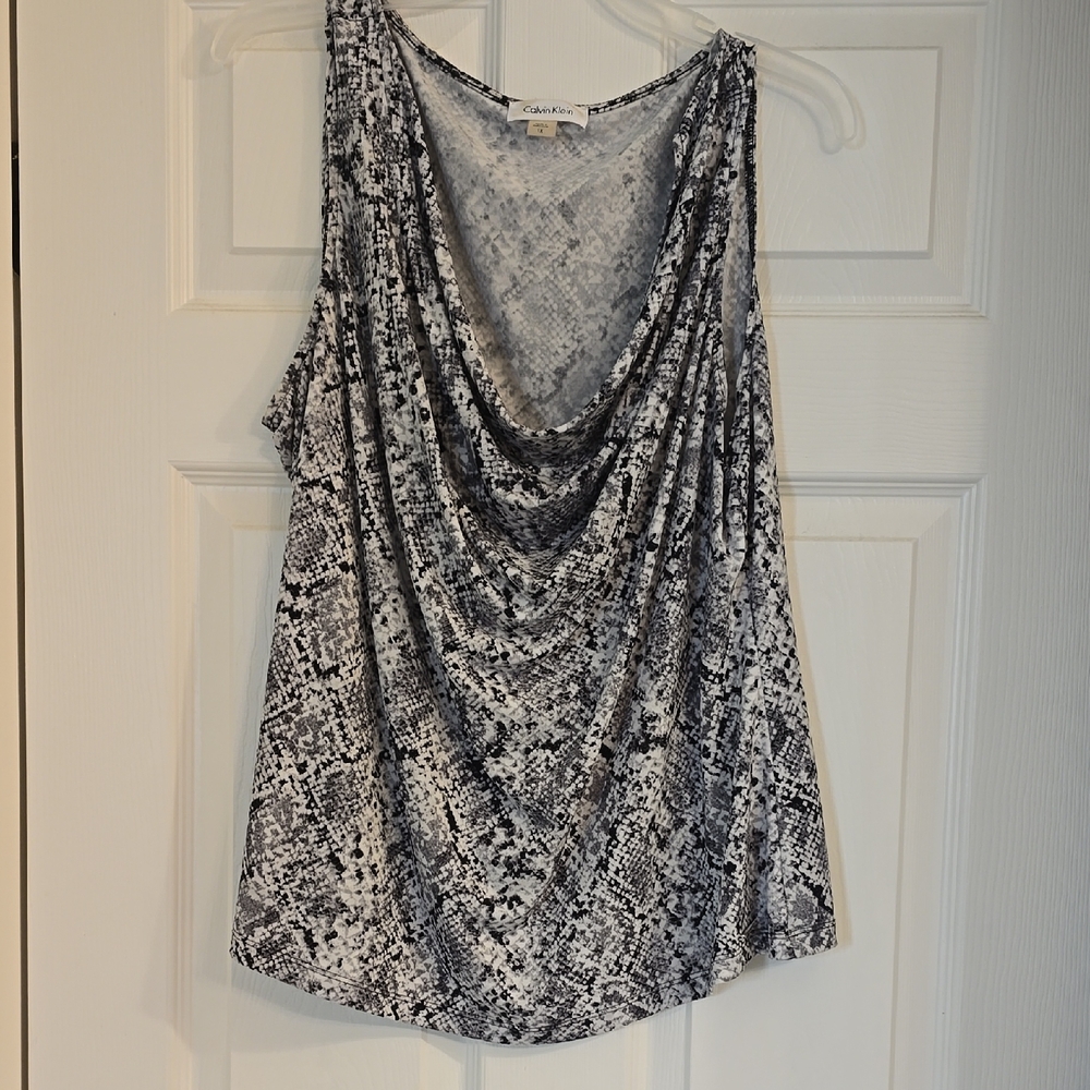 Calvin Klein Asymmetrical Black and White Tank Top